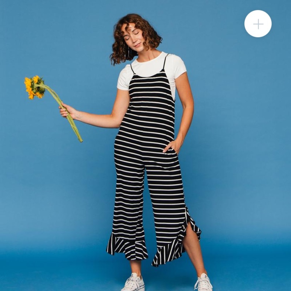 NWOT Hope Avenue white and black stripe jumpsuit